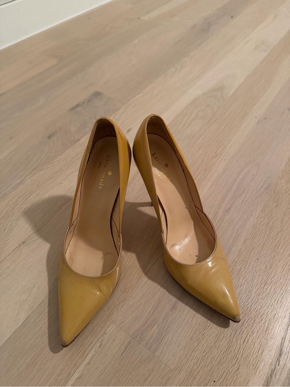 kate spade Camel Pointed-Toe Leather Pumps